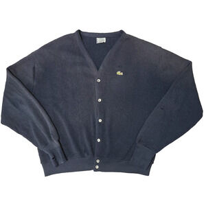 Vintage 70s/80s Izod Lacoste Cardigan Sweater Men's XL Navy Blue Orlon USA Made